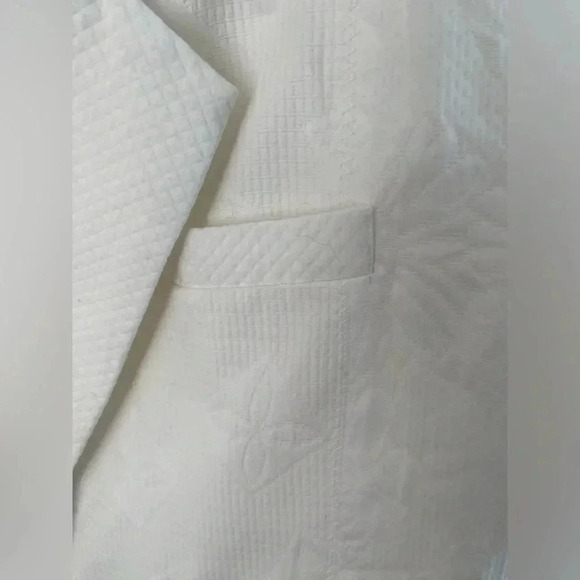 Vintage EREZ Cotton White Blazer Eyelet Long Sleeves Pearl Details Large EUC - Picture 11 of 13